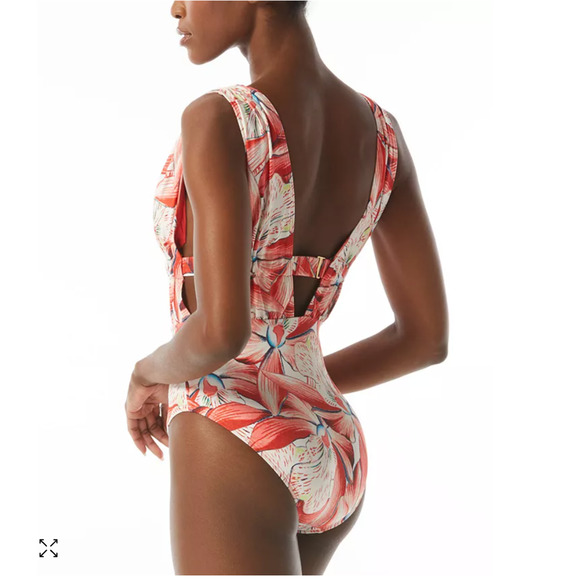 CARMEN MARC VALVO Printed Plunge-Neck Ruched One-Piece Swimsuit NWT 6 - Picture 7 of 7
